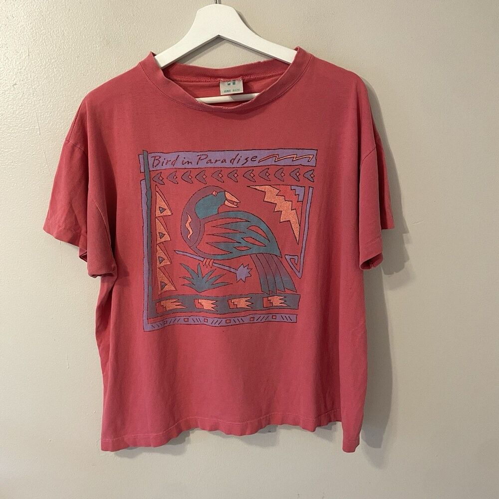 Single Stitch Vintage Tropical Bird Beach Vacation Resort Tshirt Women’s Aztec